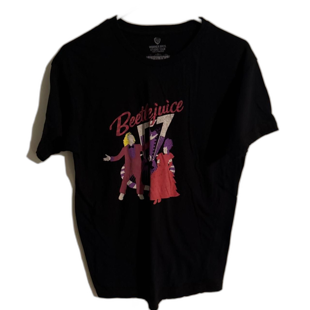 WARNER BROS. T-shirt Unisex M Black Beetlejuice Lydia Wedding Costume Studio